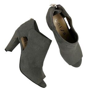 Unisa Ruzzo Gray Textile Open Toe Heels Shooties Heeled Booties Cutout Size 7.5M
